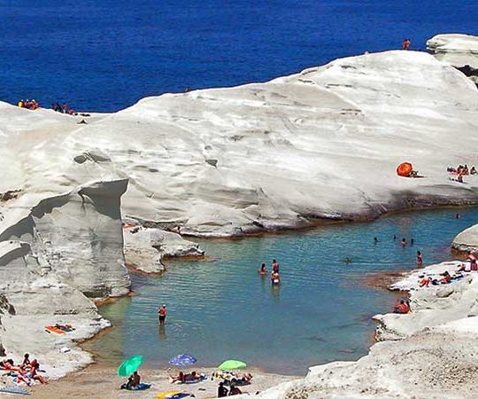 Sarakiniko Beach Milos - Giourgas Milos Car Rental